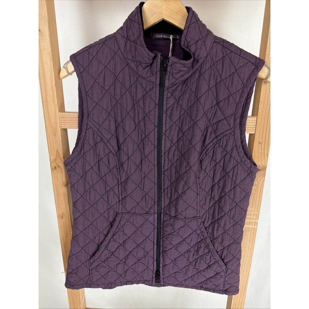 NWT Cutloose Purple Zip Up Pockets Quilted Vest #0946 Size XS